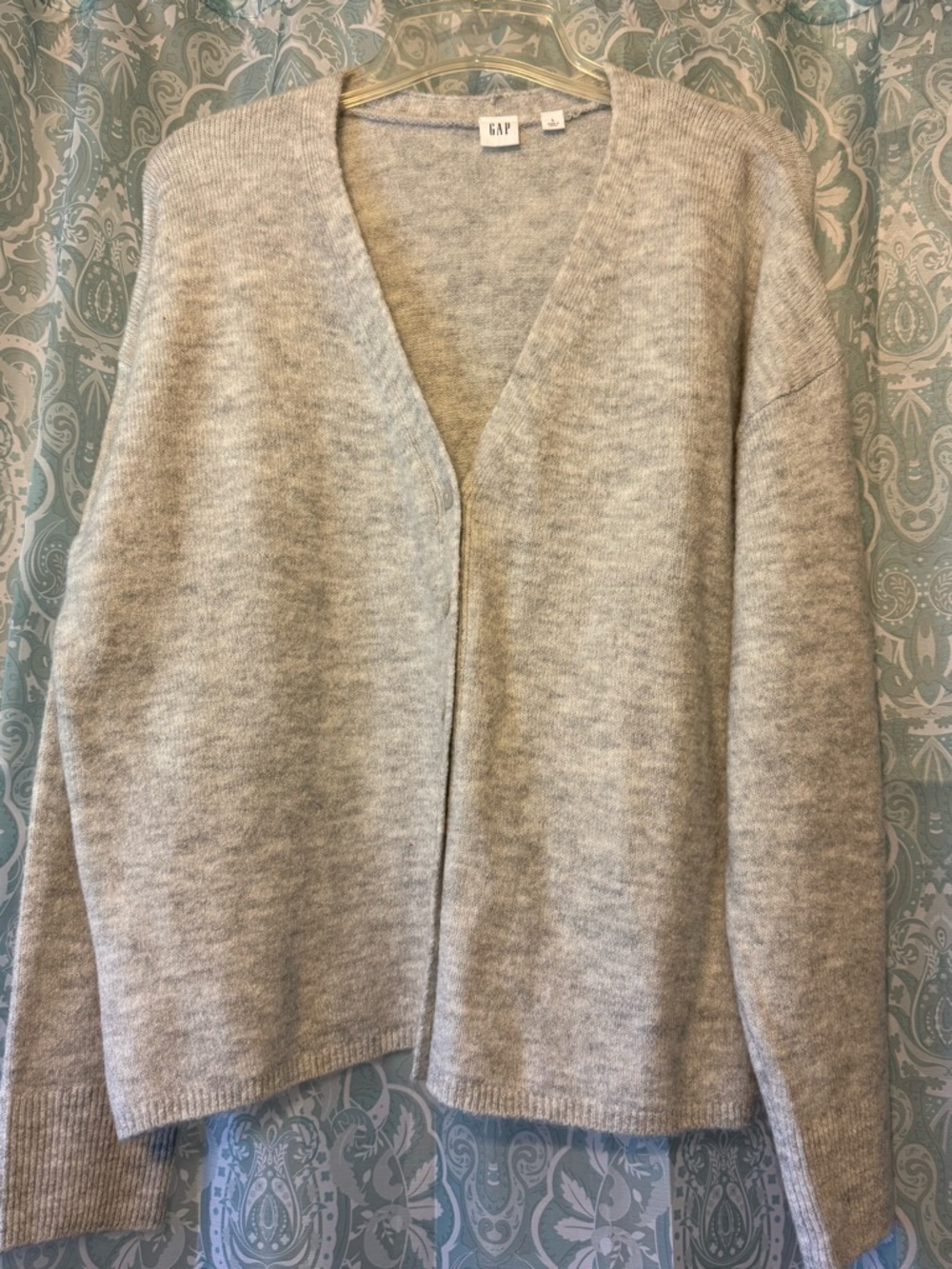 GAP Women's Heather Gray Open V-Neck Cardigan